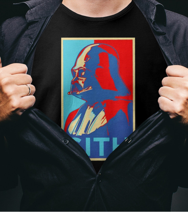 Darth Vader Sith Hope Poster Style Blue Red T-Shirt