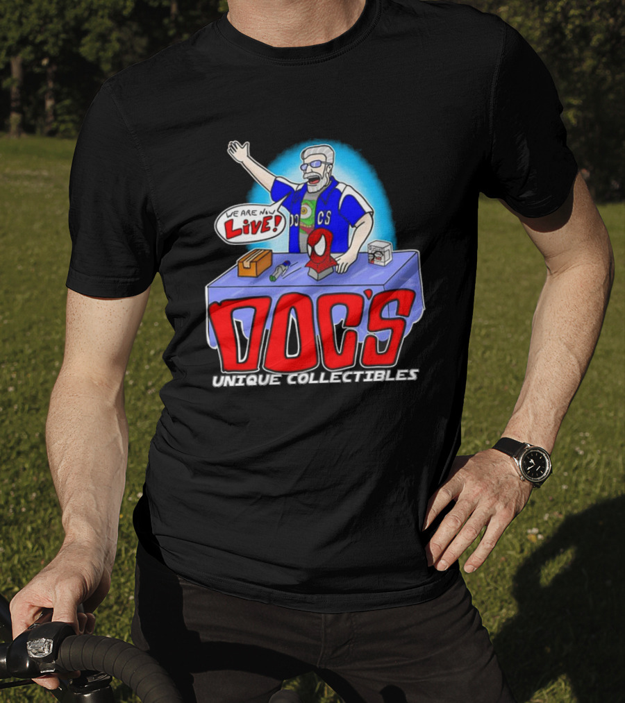Doc's Unique Collectibles We Are Now Live CS Comic Show Enthusiast T-Shirt