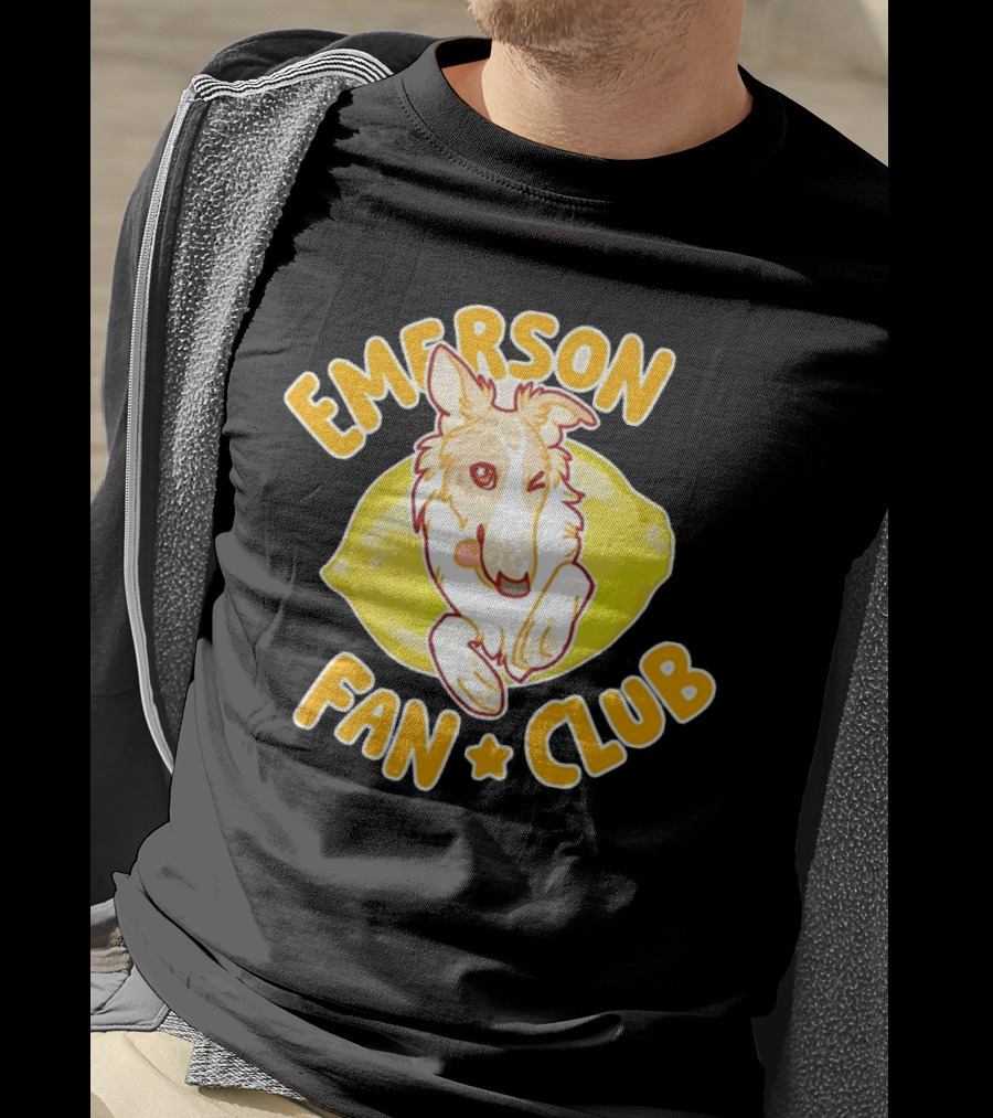 Emerson Fan Club Cute Collie Dog With Lemon T-Shirt