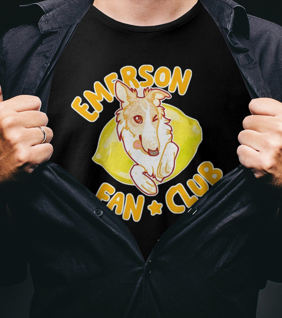 Emerson Fan Club Cute Collie Dog With Lemon T-Shirt