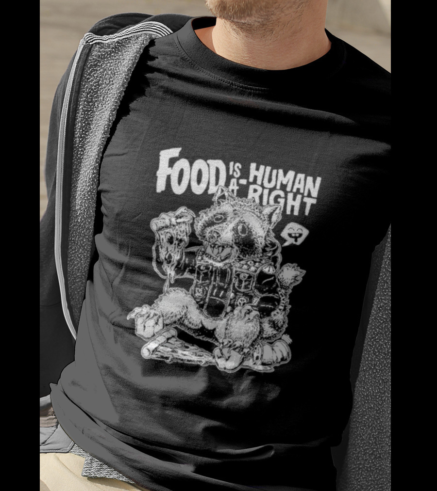Food Is A Human Right Raccoon Pizza Cheesy Delight T-Shirt