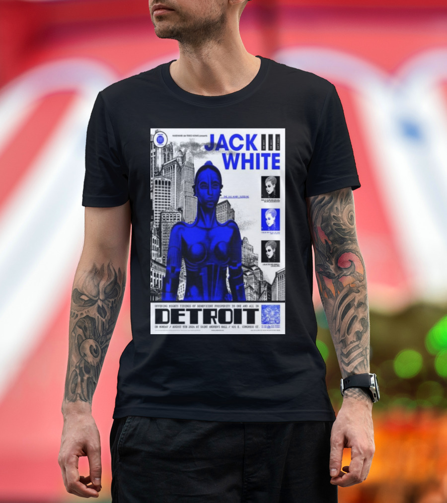 Jack White August 05 2024 Detroit St Andrew's Hall Poster Art Deco T-Shirt