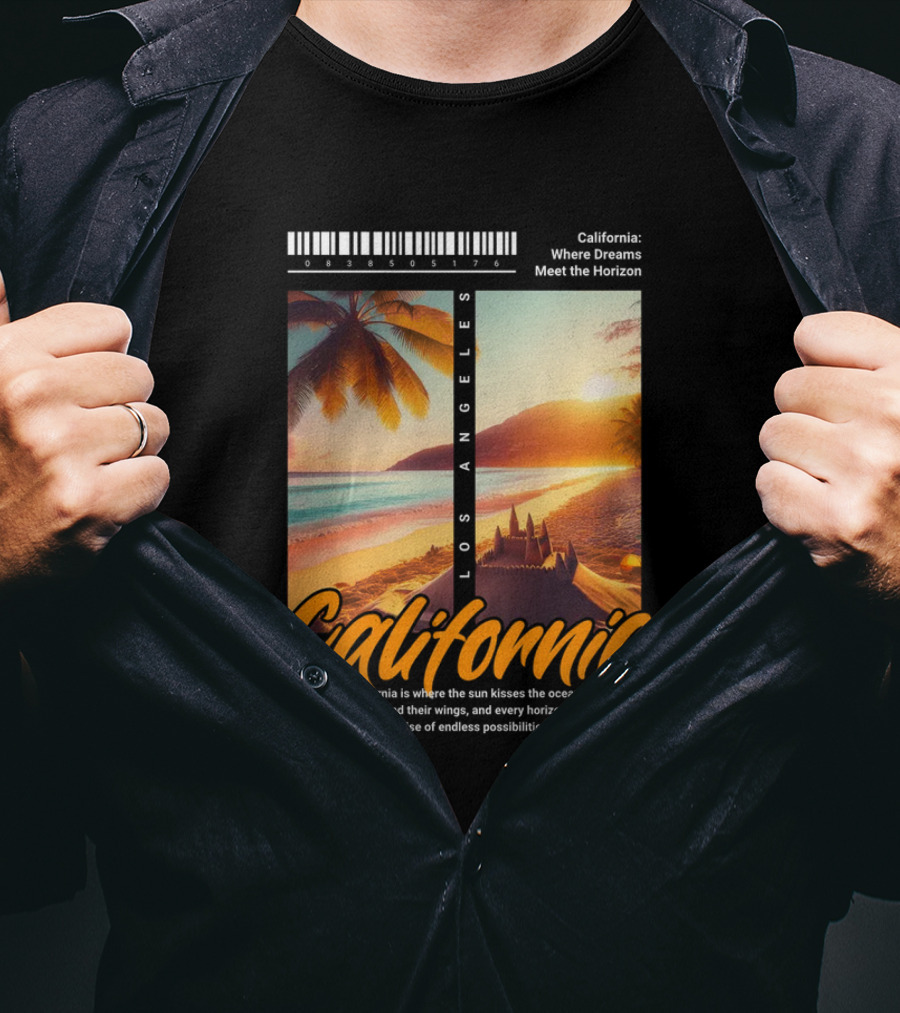 Los Angeles California Where Dreams Meet The Horizon Ocean Sunset T-Shirt