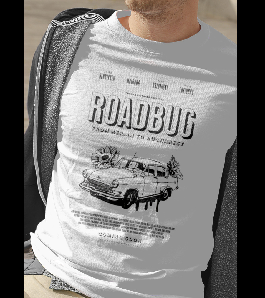Roadbug From Berlin To Bucharest Thomas Pictures Presents Classic Car Movie T-Shirt