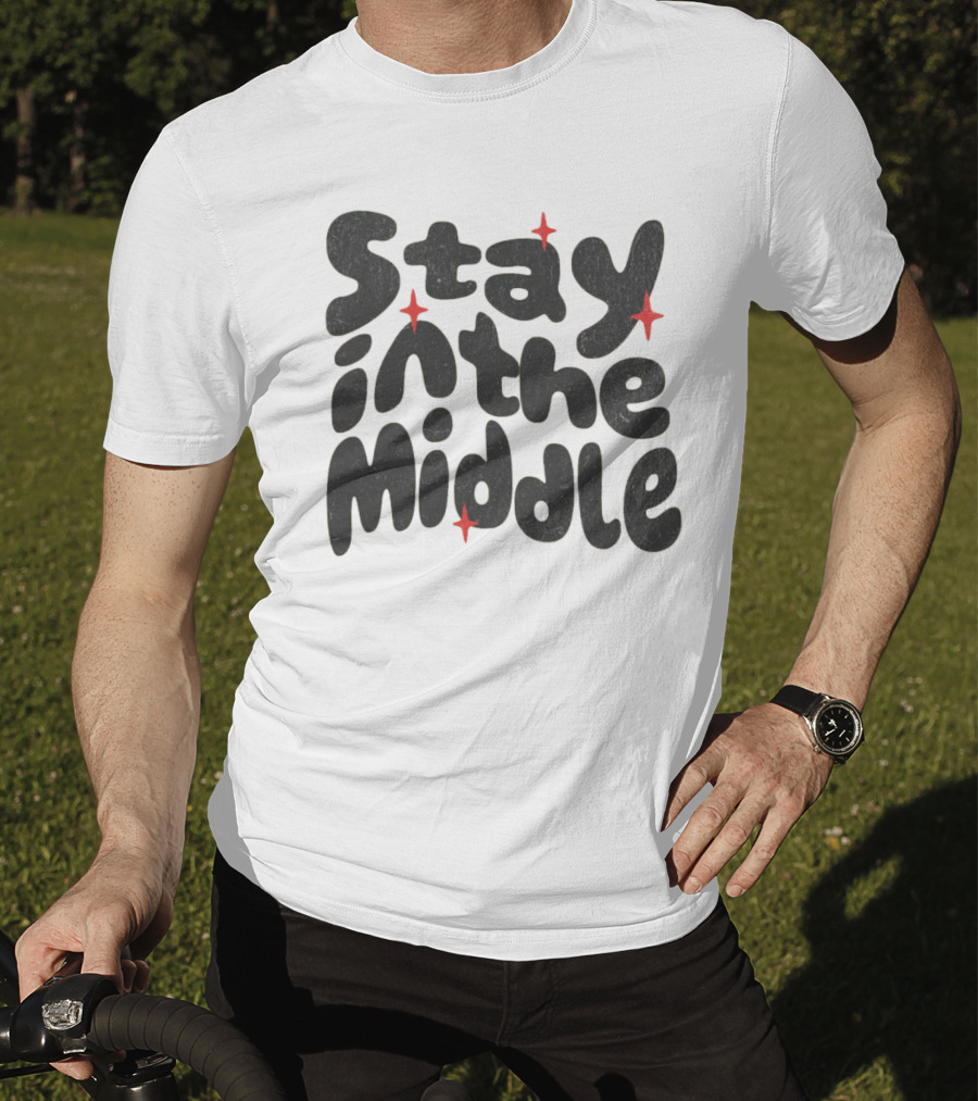 Stay In The Middle With Red Spark Accents T-Shirt