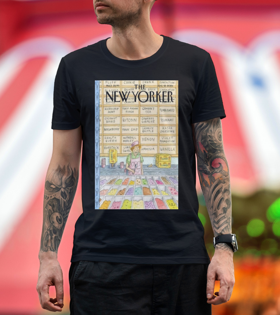 The New Yorker August 12 2024 Roz Chast Flavor of the Week Bitcoin Chunk T-Shirt