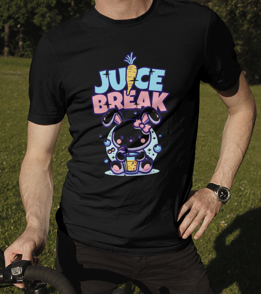 Juice Break Cute Bunny With Carrot And Drink T-Shirt