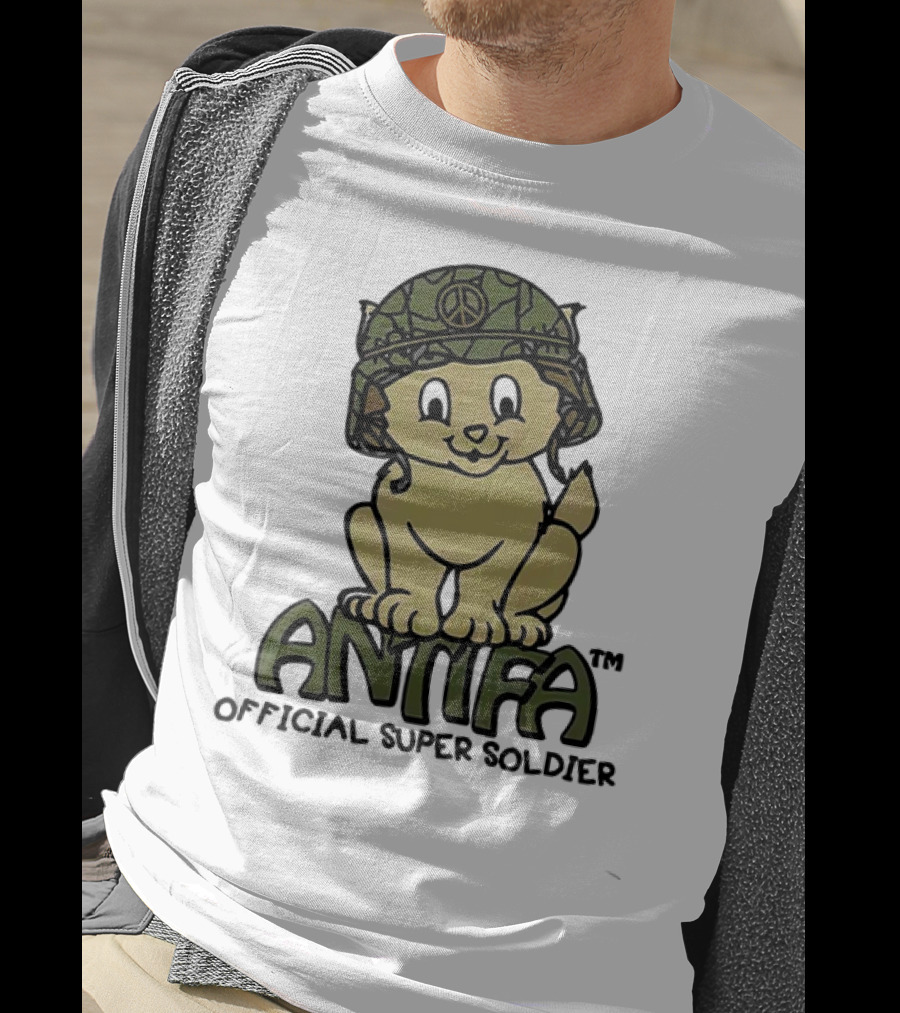 Antifa Super Soldier Peace Helmet Kitten T-Shirt