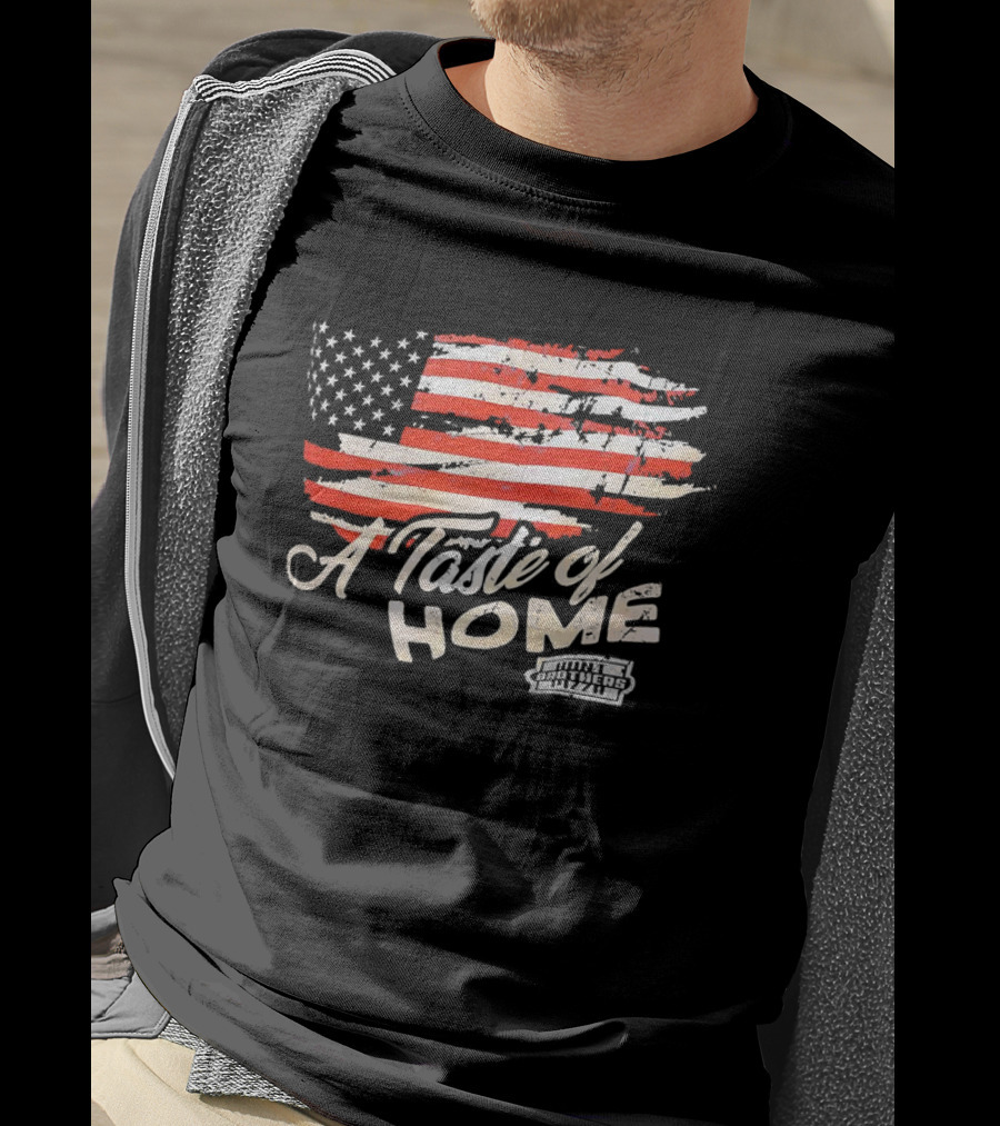 USA Flag A Taste Of Home Johnny Carino's Pizza T-Shirt