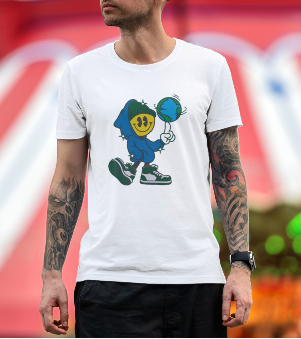 Premium T-Shirt: Connor Price Globe Spinner Smiley Face Hoodie Sneakers Planet T-Shirt Connor Price Globe Spinner Smiley Face Hoodie Sneakers Planet T-Shirt