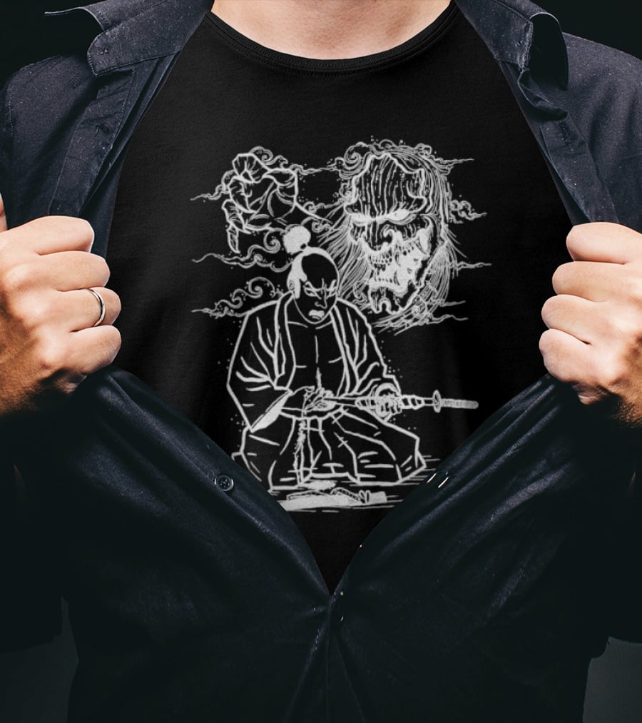 Seppuku Ritual With Samurai And Skull Spirit Signs Of The Swarm T-Shirt