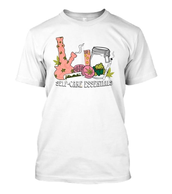 Cannabis-Inspired Self-Care Essentials With Floral Pink Bong Collection T-Shirt