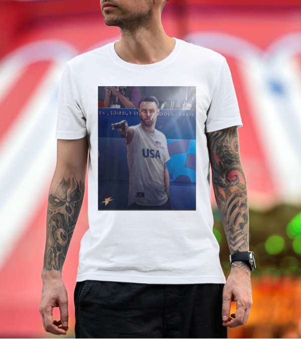 Premium T-Shirt: Stephen Curry USA Olympic Shooters Shoot T-Shirt Stephen Curry USA Olympic Shooters Shoot T-Shirt