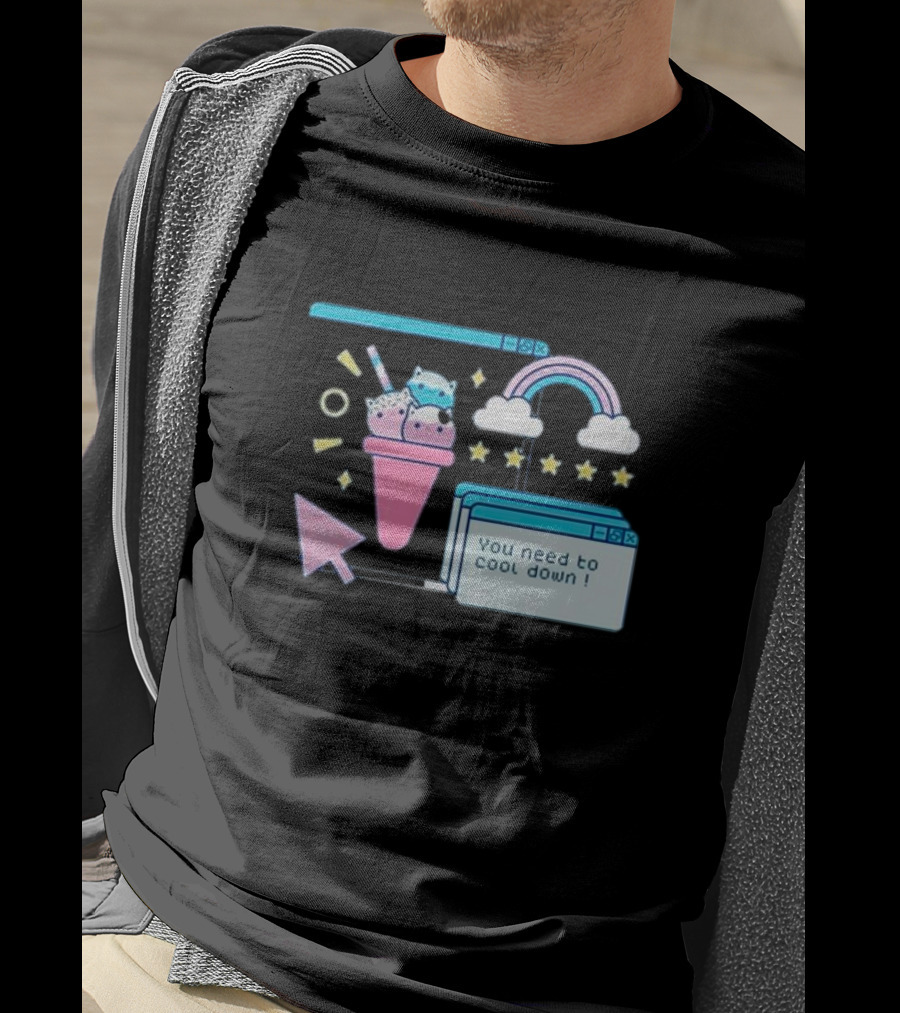 You Need To Cool Down Pastel Computer Icon With Rainbow And Star Elements T-Shirt