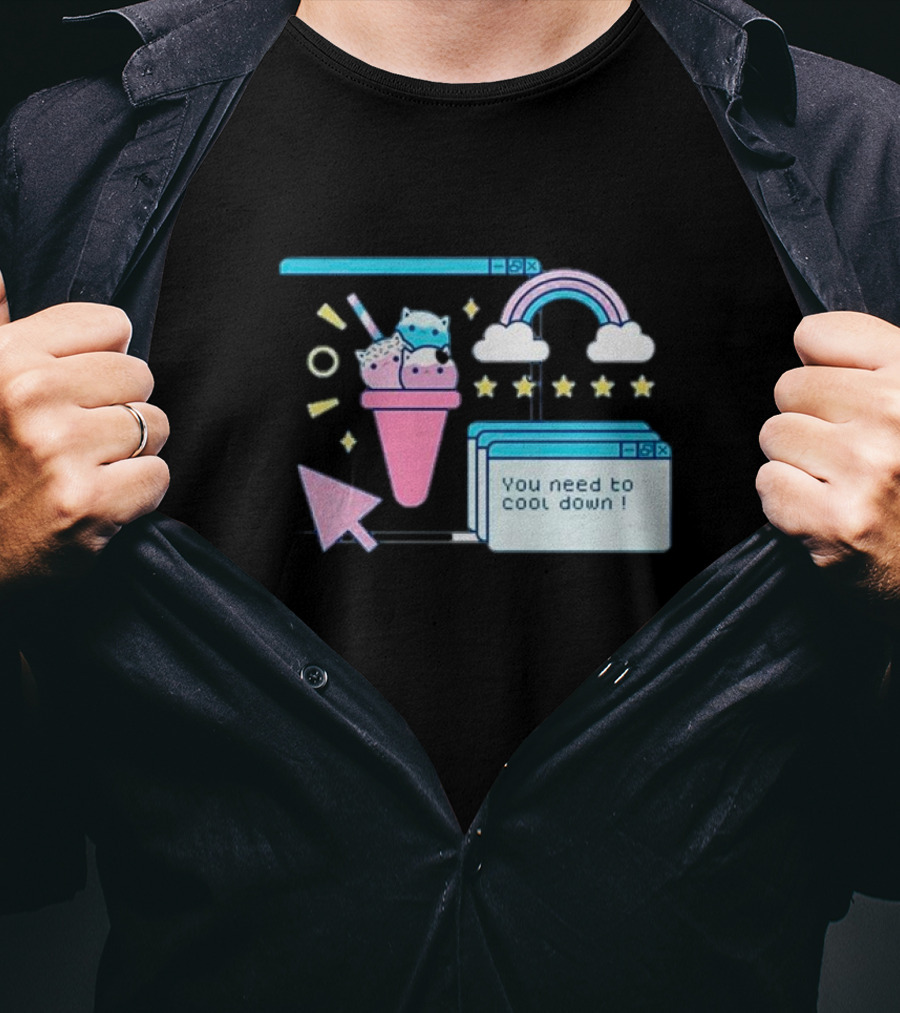 You Need To Cool Down Pastel Computer Icon With Rainbow And Star Elements T-Shirt