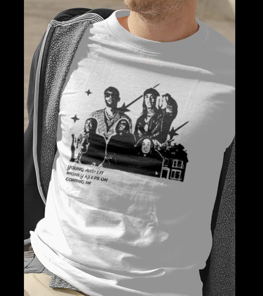 Young And Lit Money Keeps On Coming In Star Group Portrait House T-Shirt