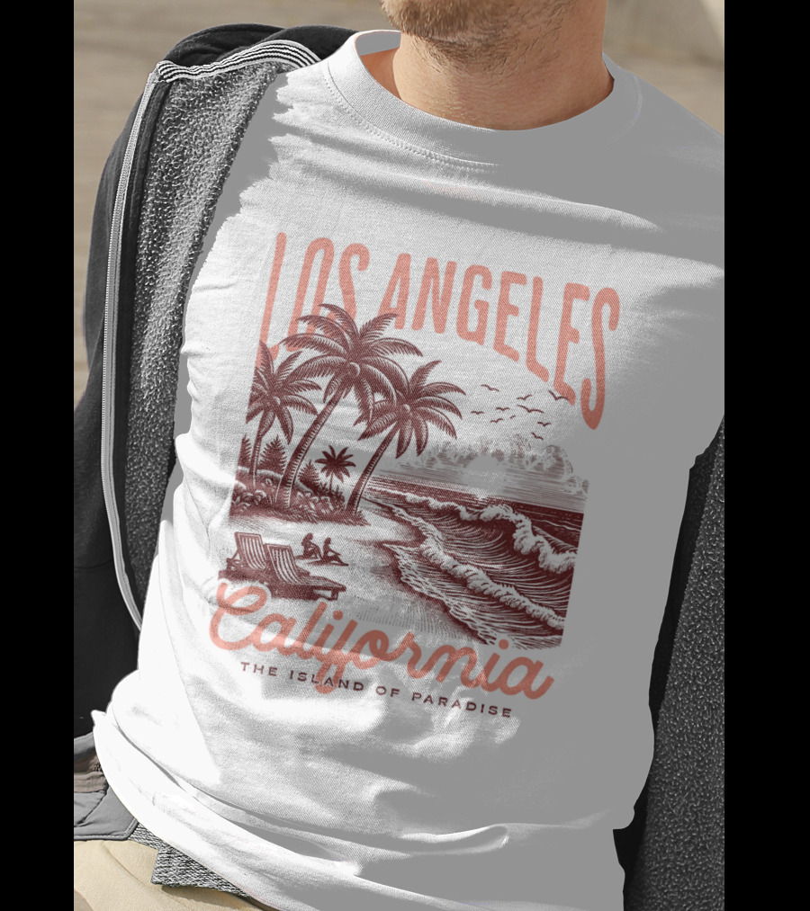 Los Angeles California The Island Of Paradise Vintage Beach T-Shirt