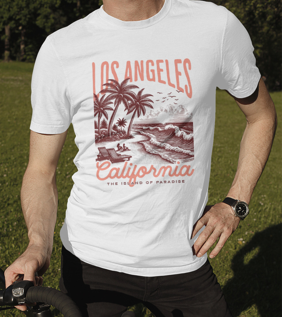 Los Angeles California The Island Of Paradise Vintage Beach T-Shirt