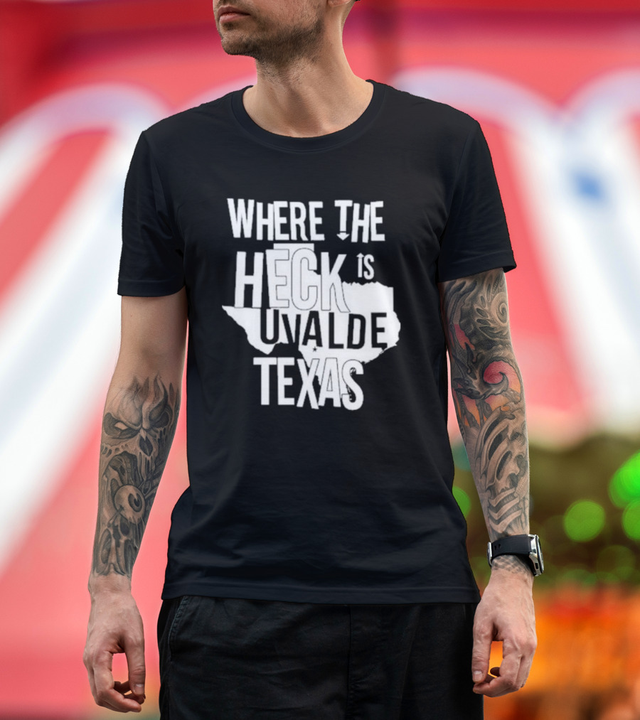 Where The Heck Is Uvalde Texas Map Outline T-Shirt