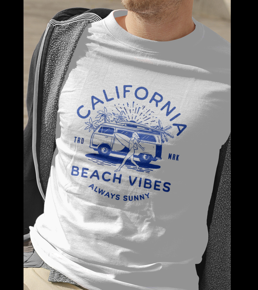California Beach Vibes Always Sunny Retro Camper Van T-Shirt