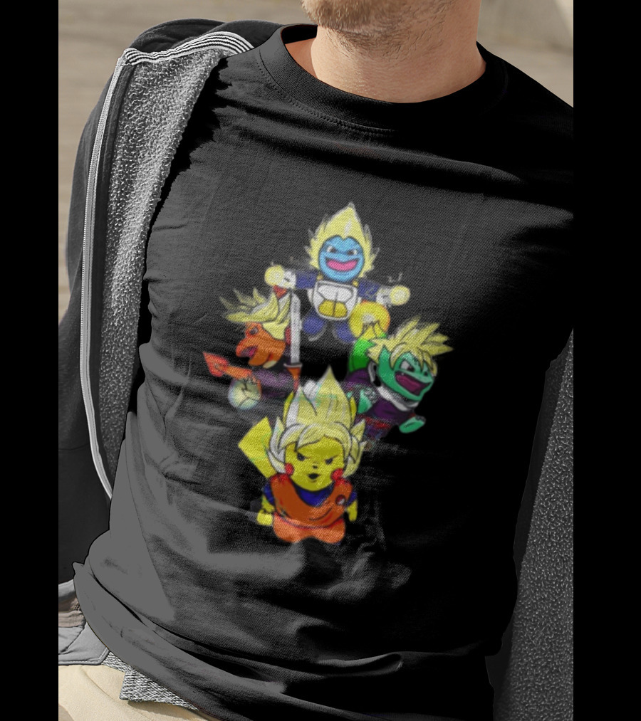 Dragon Ball Super Saiyan Pokemon Crossover Characters T-Shirt