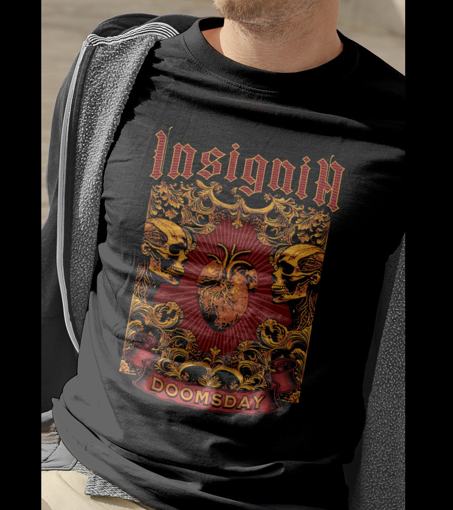 Insignia Doomsday Ornamental Skull Heart T-Shirt