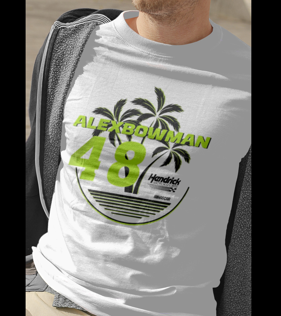 Alex Bowman 48 Hendrick Motorsports NASCAR Palm Trees Beach T-Shirt