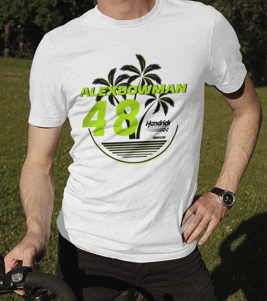 Alex Bowman 48 Hendrick Motorsports NASCAR Palm Trees Beach T-Shirt