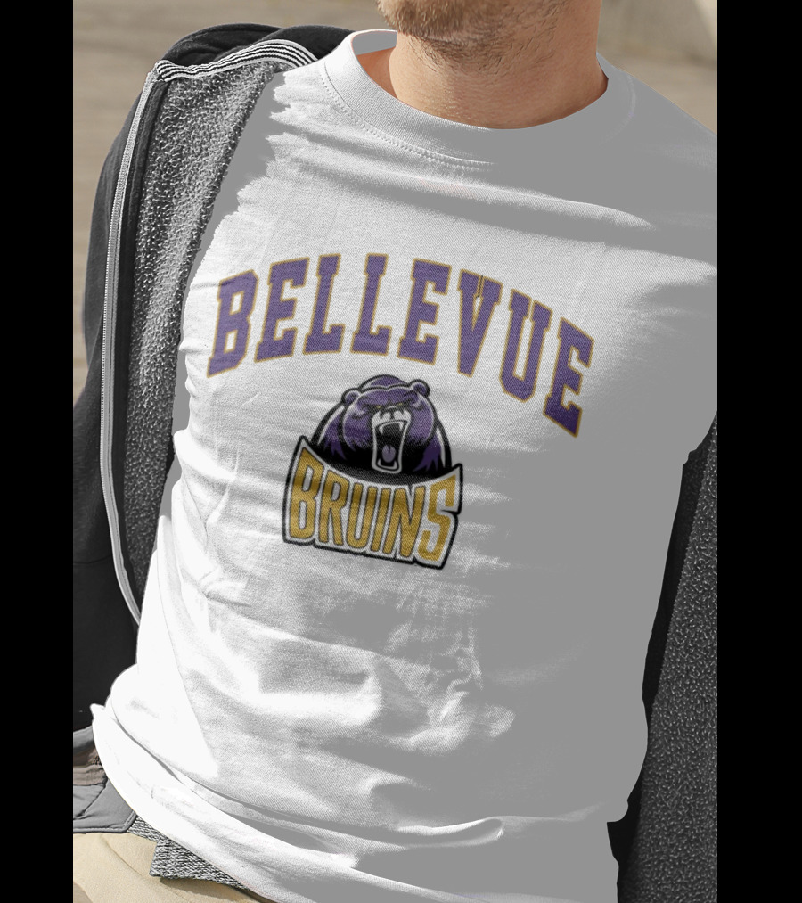 Bellevue University Bruins Roaring Bear Purple And Gold T-Shirt