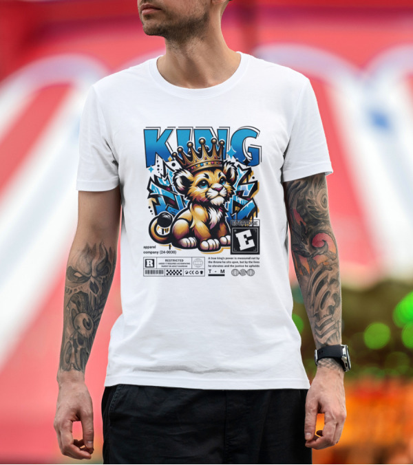 Premium T-Shirt: KING Apparel E Meme True Power Youthful Lion with Crown T-Shirt KING Apparel E Meme True Power Youthful Lion with Crown T-Shirt