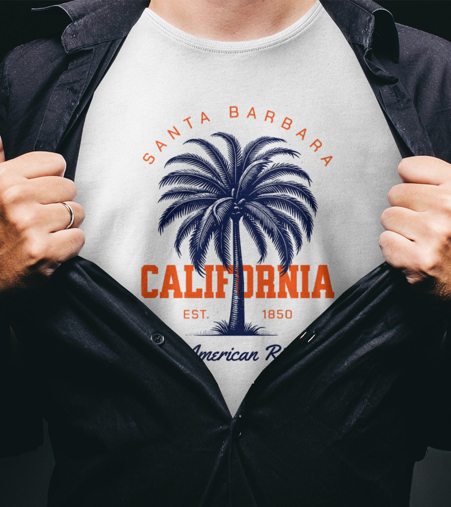 Santa Barbara California EST 1850 The American Riviera Palm Tree T-Shirt
