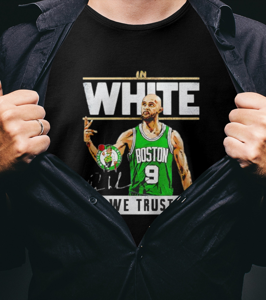In White Boston Number 9 We Trust T-Shirt