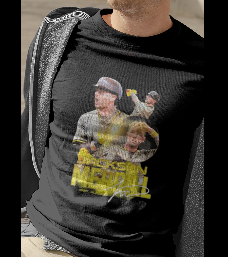 Jackson Merrill San Diego Padres Player Signature Baseball T-Shirt