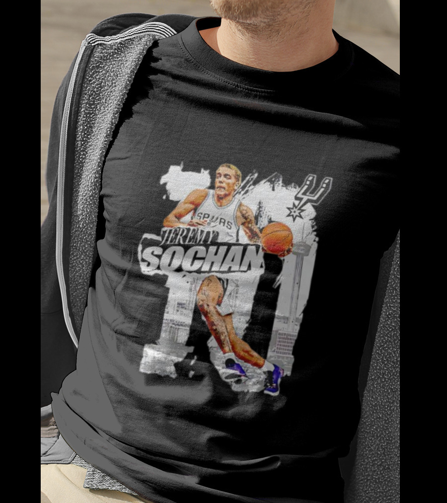 Jeremy Sochan Spurs Basketball San Antonio Skyline T-Shirt