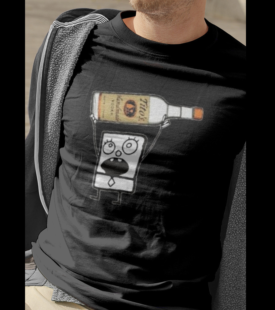 Doodlebob Holding Tito's Handmade Vodka Bottle T-Shirt