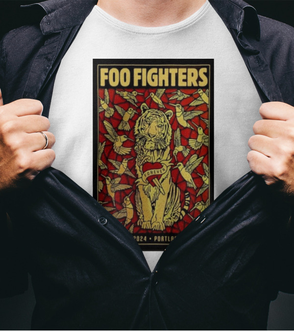 Foo Fighters Forever August 16 2024 Portland Oregon Tiger And Birds T-Shirt