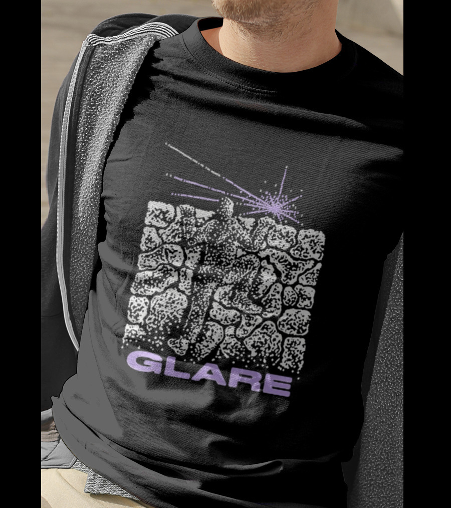 Glare Climber On Black Stone Wall With Purple Light Burst T-Shirt