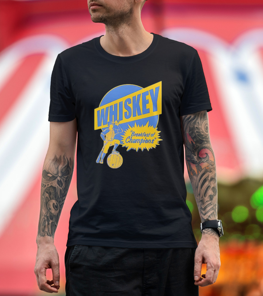 WHISKEY Breakfast of Champions Baseball Player Drinking T-Shirt
