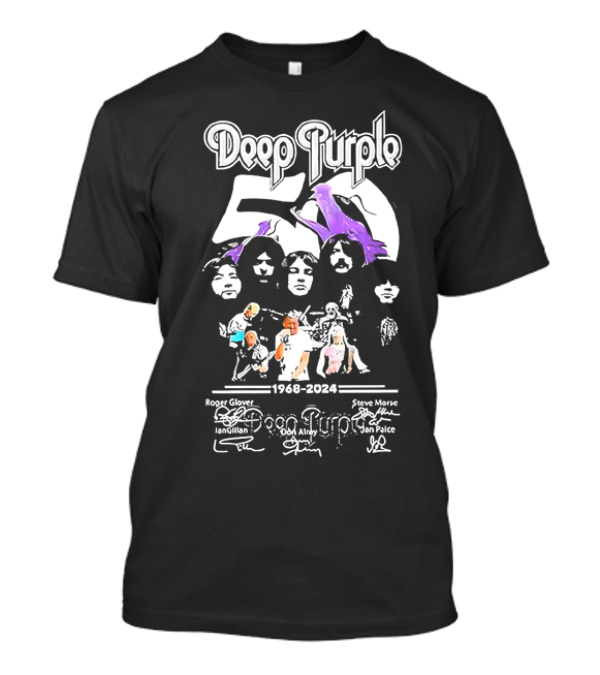 Deep Purple 1968-2024 50th Anniversary Band Members Signatures T-Shirt