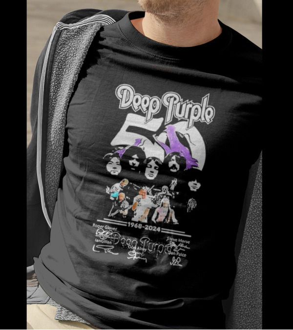 Deep Purple 1968-2024 50th Anniversary Band Members Signatures T-Shirt