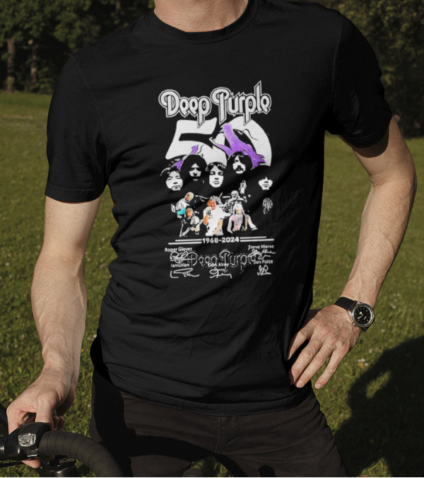 Deep Purple 1968-2024 50th Anniversary Band Members Signatures T-Shirt