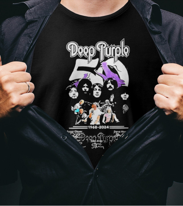 Deep Purple 1968-2024 50th Anniversary Band Members Signatures T-Shirt