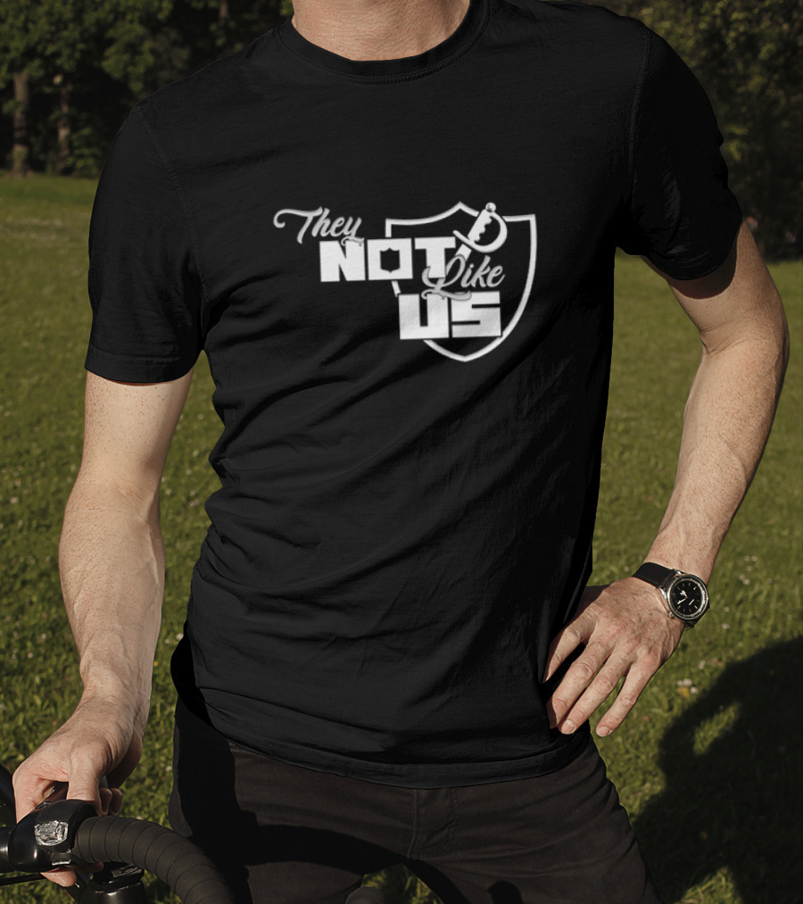 They Not Like Us Shield Logo Las Vegas Raiders T-Shirt