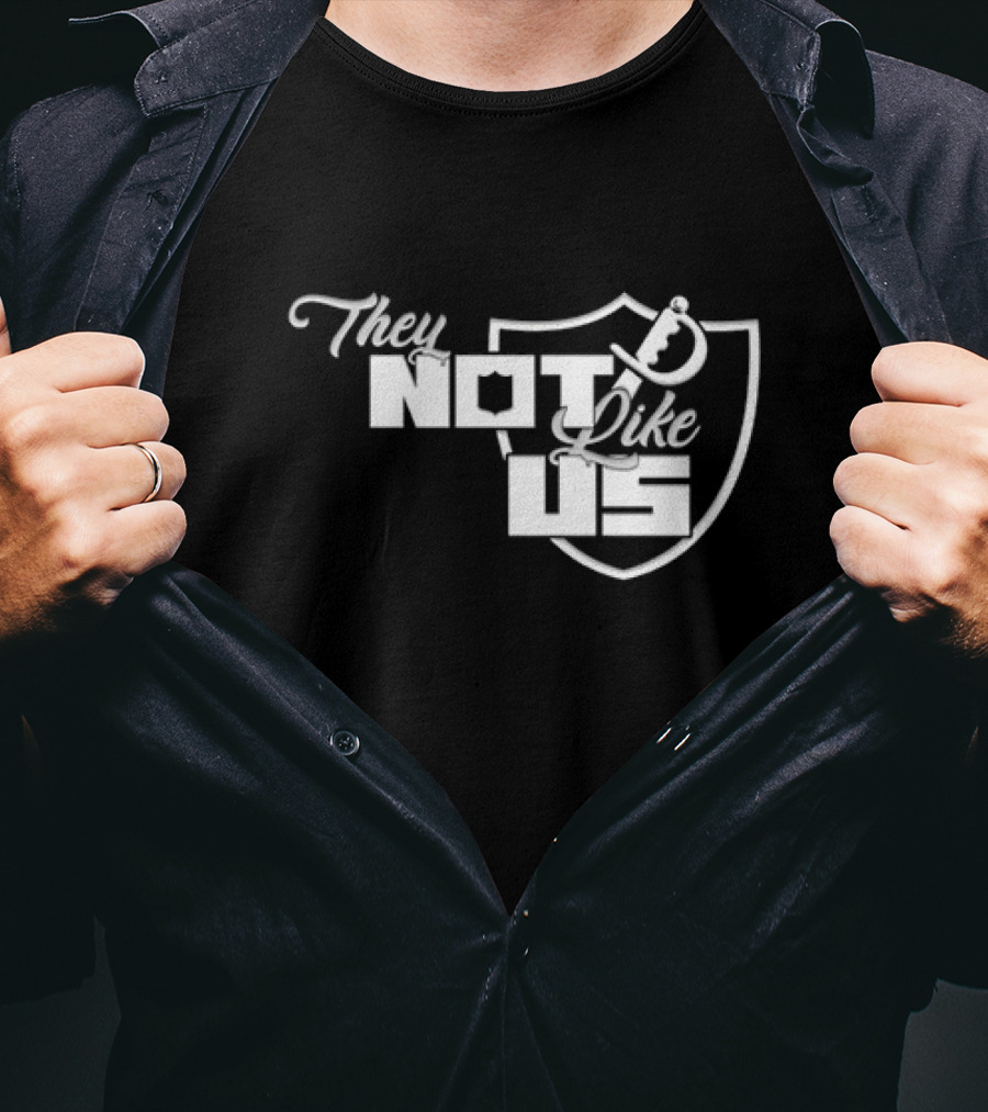 They Not Like Us Shield Logo Las Vegas Raiders T-Shirt