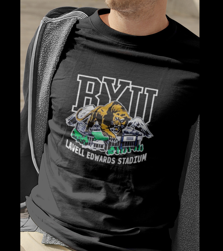 BYU Lavell Edwards Stadium Mountain Cougar T-Shirt