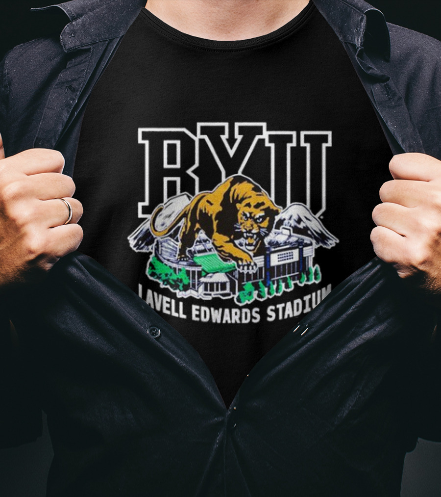 BYU Lavell Edwards Stadium Mountain Cougar T-Shirt