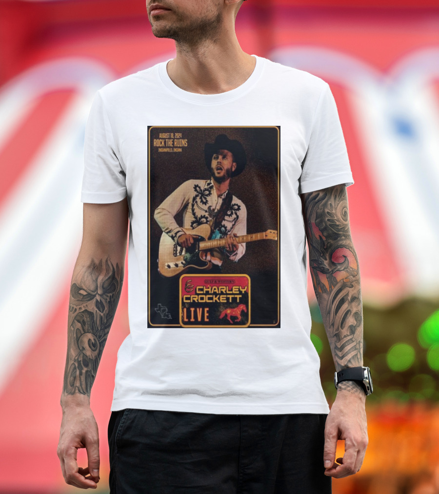 August 18 2024 Charley Crockett Live at Rock The Ruins Indianapolis IN Gulf and Westerns T-Shirt