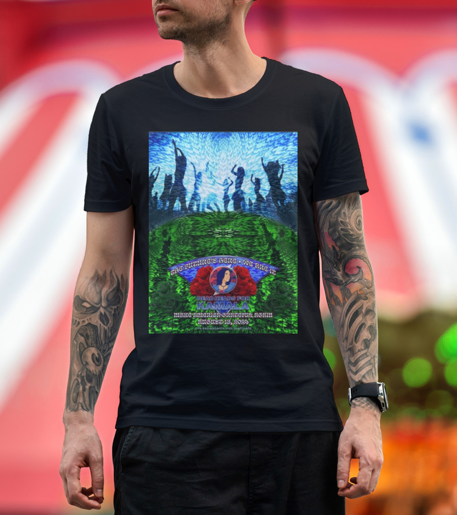 Deadheads For Kamala Make America Grateful Again 2024 August 13 With Roses and Dancing T-Shirt