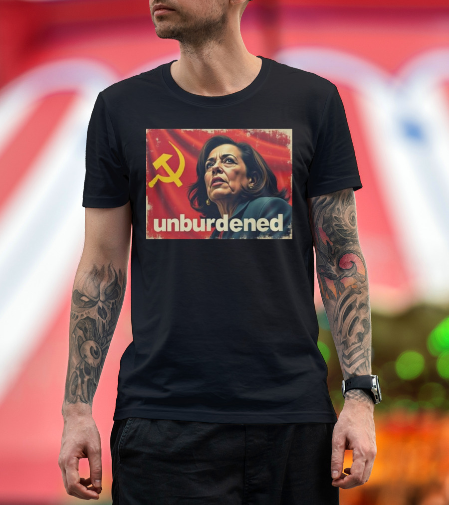 Unburdened Kamala Harris Hammer and Sickle Red Flag T-Shirt