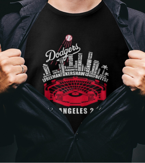 Dodgers Los Angeles 2024 Kershaw Freeman Betts Stadium Names T-Shirt